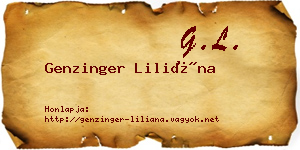 Genzinger Liliána névjegykártya